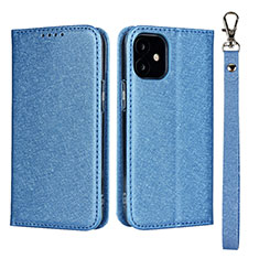 Leather Case Stands Flip Cover L09 Holder for Apple iPhone 12 Mini Sky Blue