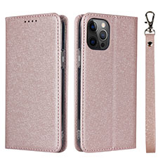 Leather Case Stands Flip Cover L09 Holder for Apple iPhone 12 Pro Max Rose Gold