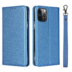 Leather Case Stands Flip Cover L09 Holder for Apple iPhone 12 Pro Max Sky Blue