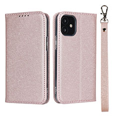 Leather Case Stands Flip Cover L09 Holder for Apple iPhone 12 Rose Gold