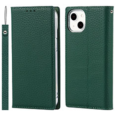 Leather Case Stands Flip Cover L09 Holder for Apple iPhone 13 Green