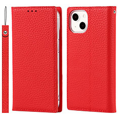 Leather Case Stands Flip Cover L09 Holder for Apple iPhone 13 Mini Red