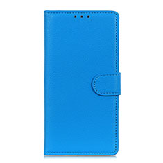 Leather Case Stands Flip Cover L09 Holder for Motorola Moto Edge Sky Blue