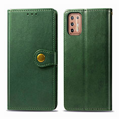 Leather Case Stands Flip Cover L09 Holder for Motorola Moto G9 Plus Green