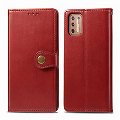 Leather Case Stands Flip Cover L09 Holder for Motorola Moto G9 Plus Red