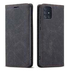 Leather Case Stands Flip Cover L09 Holder for Samsung Galaxy A51 5G Black