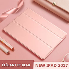 Leather Case Stands Flip Cover L10 for Apple New iPad 9.7 (2017) Rose Gold