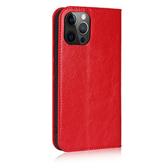 Leather Case Stands Flip Cover L10 Holder for Apple iPhone 12 Pro Red Wine