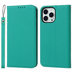 Leather Case Stands Flip Cover L10 Holder for Apple iPhone 13 Pro Green