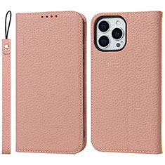 Leather Case Stands Flip Cover L10 Holder for Apple iPhone 14 Pro Max Rose Gold