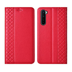 Leather Case Stands Flip Cover L10 Holder for OnePlus Nord Red