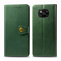 Leather Case Stands Flip Cover L10 Holder for Xiaomi Poco X3 Green
