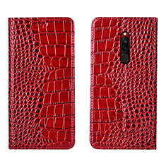 Leather Case Stands Flip Cover L10 Holder for Xiaomi Redmi 8 Red