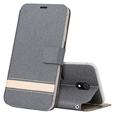 Leather Case Stands Flip Cover L10 Holder for Xiaomi Redmi 8A Gray