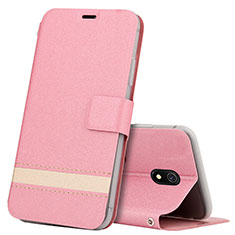 Leather Case Stands Flip Cover L10 Holder for Xiaomi Redmi 8A Pink