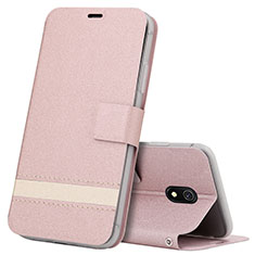 Leather Case Stands Flip Cover L10 Holder for Xiaomi Redmi 8A Rose Gold