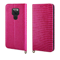 Leather Case Stands Flip Cover L11 Holder for Huawei Mate 20 Hot Pink