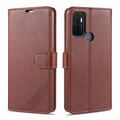 Leather Case Stands Flip Cover L11 Holder for Oppo A11s Brown