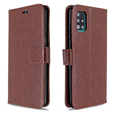 Leather Case Stands Flip Cover L11 Holder for Samsung Galaxy A51 5G Brown