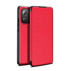 Leather Case Stands Flip Cover L11 Holder for Xiaomi Mi 11 Pro 5G Red