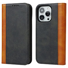 Leather Case Stands Flip Cover L12 Holder for Apple iPhone 14 Pro Black