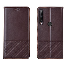 Leather Case Stands Flip Cover L12 Holder for Huawei Honor 9C Brown