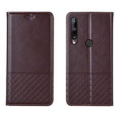 Leather Case Stands Flip Cover L12 Holder for Huawei Y7p Brown