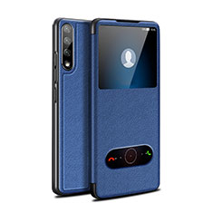 Leather Case Stands Flip Cover L12 Holder for Huawei Y8p Blue