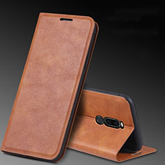 Leather Case Stands Flip Cover L12 Holder for Xiaomi Redmi 8 Brown