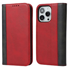 Leather Case Stands Flip Cover L13 Holder for Apple iPhone 13 Pro Max Red