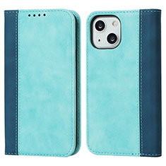 Leather Case Stands Flip Cover L13 Holder for Apple iPhone 14 Plus Sky Blue