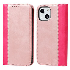 Leather Case Stands Flip Cover L13 Holder for Apple iPhone 14 Rose Gold