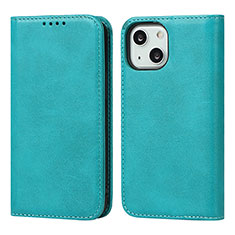 Leather Case Stands Flip Cover L14 Holder for Apple iPhone 13 Mini Sky Blue