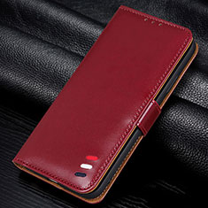 Leather Case Stands Flip Cover L14 Holder for Huawei Y7p Red Wine