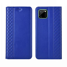 Leather Case Stands Flip Cover L14 Holder for Realme C11 Blue