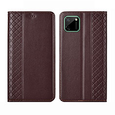 Leather Case Stands Flip Cover L14 Holder for Realme C11 Brown