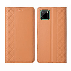 Leather Case Stands Flip Cover L14 Holder for Realme C11 Orange