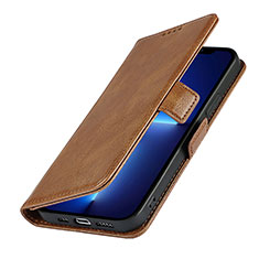 Leather Case Stands Flip Cover L15 Holder for Apple iPhone 13 Brown