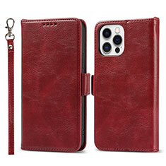 Leather Case Stands Flip Cover L15 Holder for Apple iPhone 13 Pro Max Red