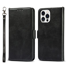 Leather Case Stands Flip Cover L15 Holder for Apple iPhone 14 Pro Black