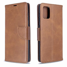 Leather Case Stands Flip Cover L16 Holder for Samsung Galaxy A71 4G A715 Brown