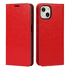 Leather Case Stands Flip Cover L17 Holder for Apple iPhone 14 Red