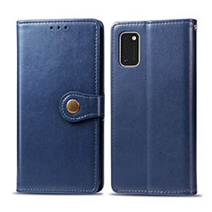 Leather Case Stands Flip Cover L18 Holder for Samsung Galaxy A41 Blue