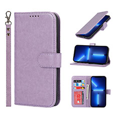 Leather Case Stands Flip Cover L19 Holder for Apple iPhone 13 Pro Max Purple