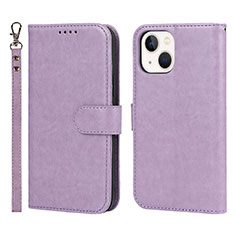 Leather Case Stands Flip Cover L19 Holder for Apple iPhone 14 Clove Purple