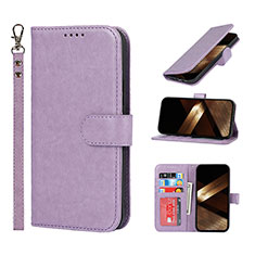 Leather Case Stands Flip Cover L19 Holder for Apple iPhone 14 Pro Max Purple