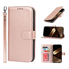 Leather Case Stands Flip Cover L19 Holder for Apple iPhone 14 Pro Max Rose Gold