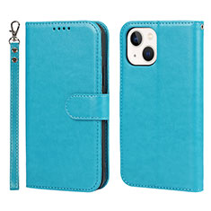 Leather Case Stands Flip Cover L19 Holder for Apple iPhone 14 Sky Blue