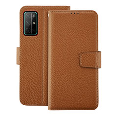Leather Case Stands Flip Cover L19 Holder for Huawei Honor 30S Brown