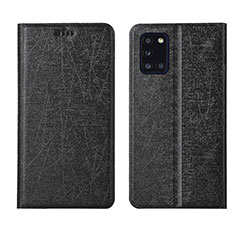 Leather Case Stands Flip Cover L19 Holder for Samsung Galaxy A31 Black